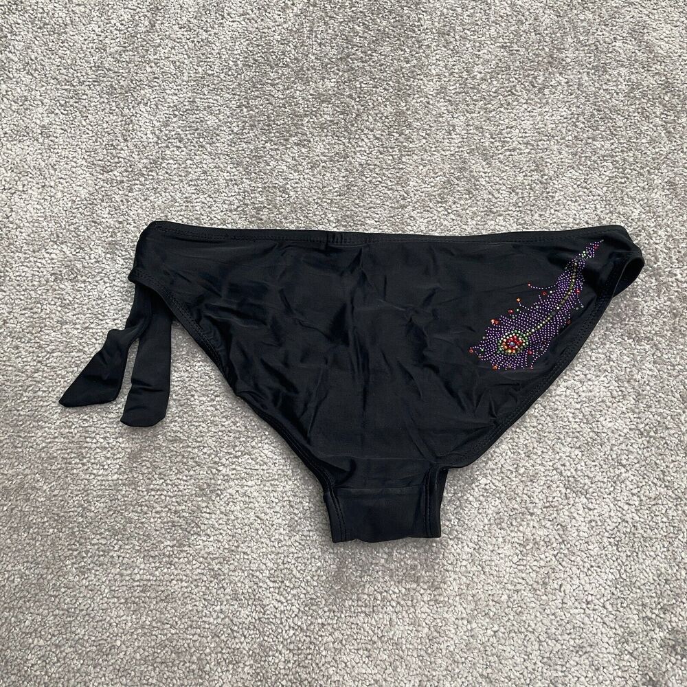 Inmocean Swimwear Bikini Bottom Womens Large Black Beaded Low Rise Beach Pool